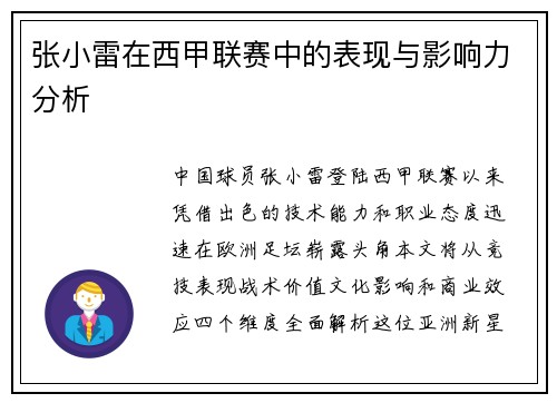 张小雷在西甲联赛中的表现与影响力分析
